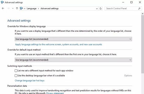 Apply Language Settings-change display language windows 10 command line