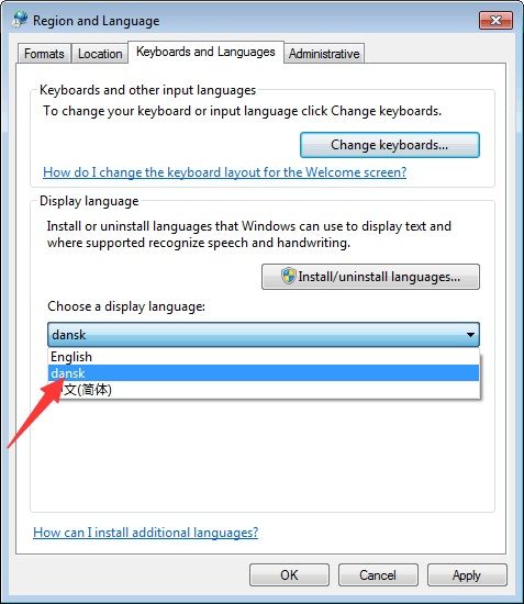 Choose a Display Language