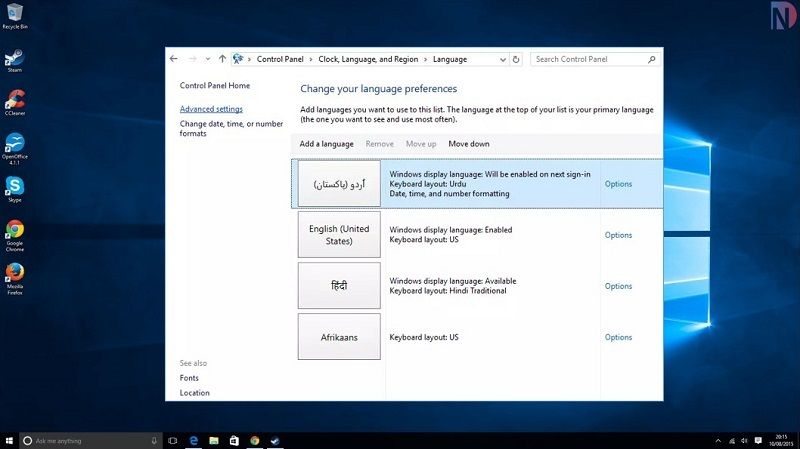 How to Change the System Language in Windows 10 - Windows 8 Windows 7