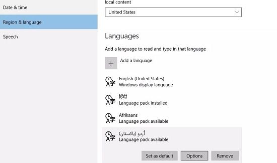 select new language and click options