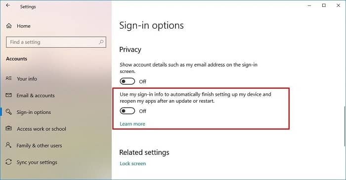 Disable relaunch apps on startup - how to speed up computer windows 10